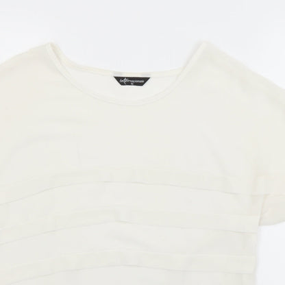 Internacionale Womens White Striped  Basic Blouse Size 10