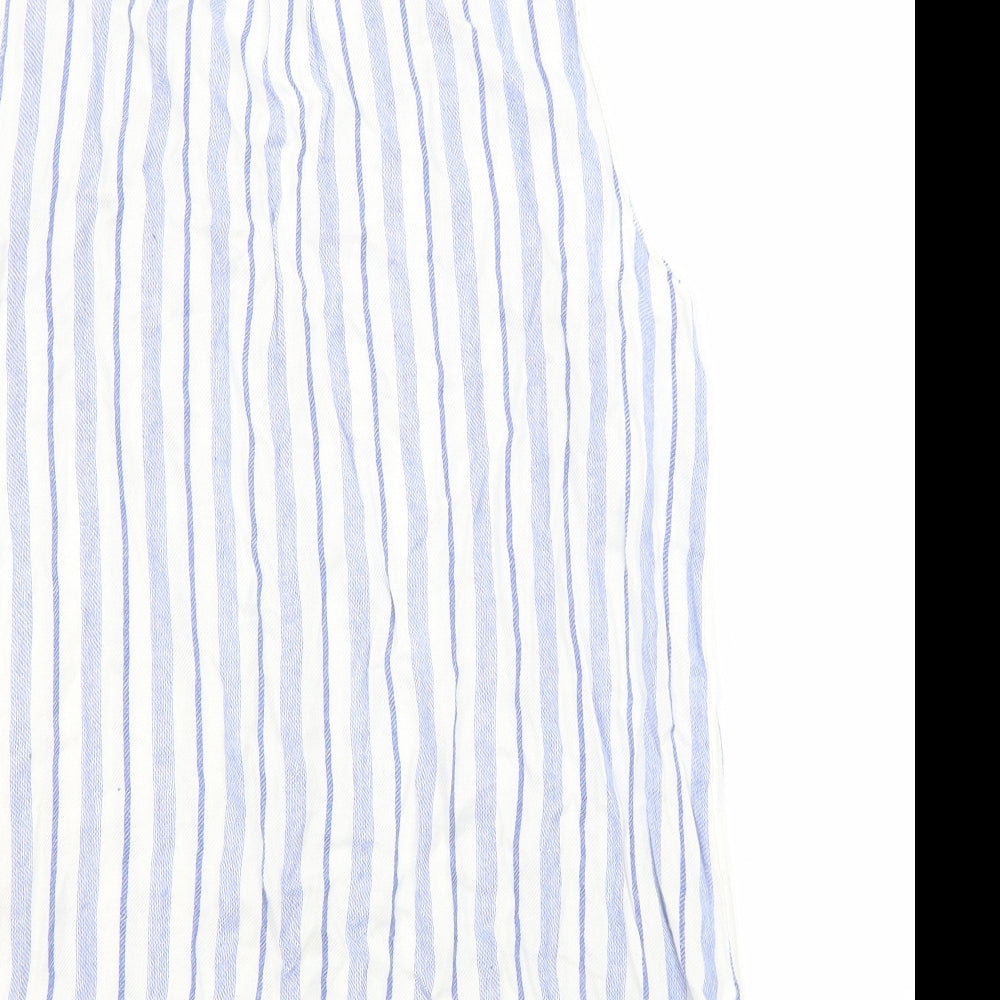 Papaya Womens Blue Striped  Basic Button-Up Size 10