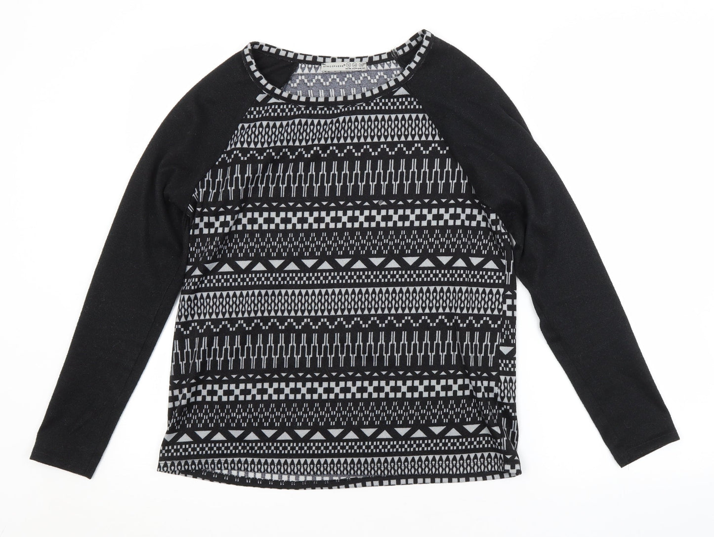 Atmosphere Womens Black Argyle/Diamond  Pullover Jumper Size 12