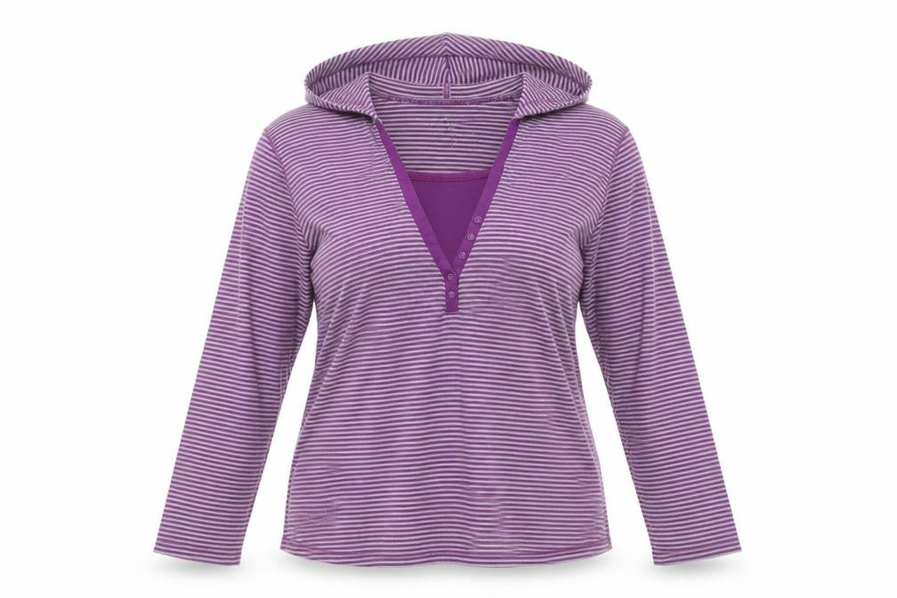 BM Womens Purple Striped  Pullover Hoodie Size XL