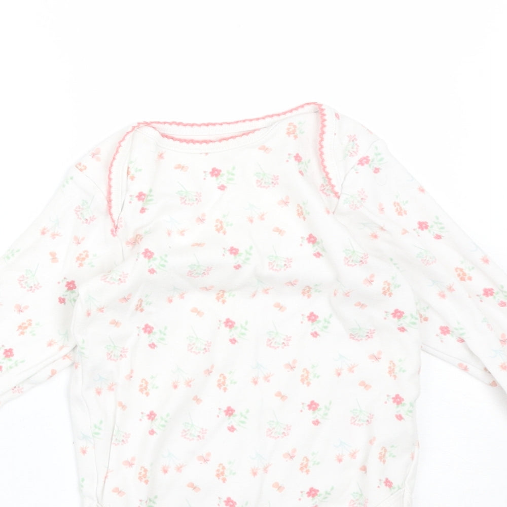 NEXT Girls White Floral  Babygrow One-Piece Size 12-18 Months