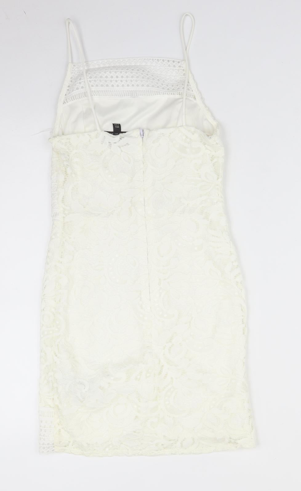 Topshop Womens White Floral  Bodycon  Size 8