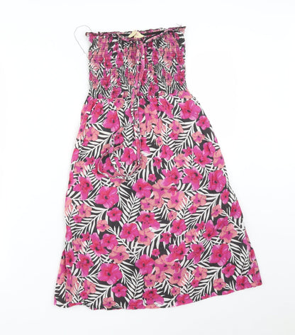 Preloved Peacocks Womens Pink Floral  A-Line  Size XS - Front