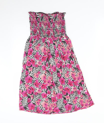 Preloved Peacocks Womens Pink Floral  A-Line  Size XS - Back