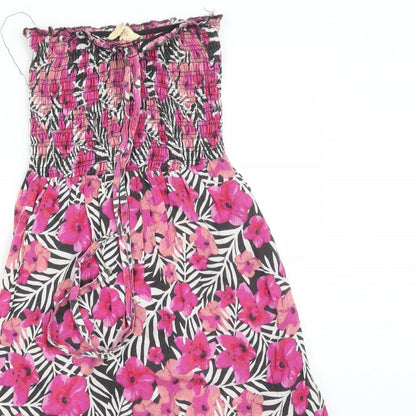 Preloved Peacocks Womens Pink Floral  A-Line  Size XS - Detail