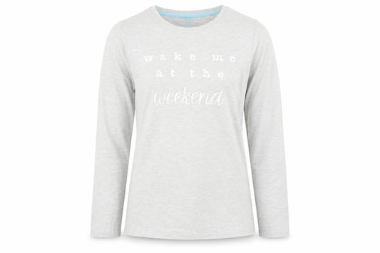 Primark Girls Grey Solid   Pyjama Top Size 11-12 Years  - WAKE ME UP AT THE WEEKEND
