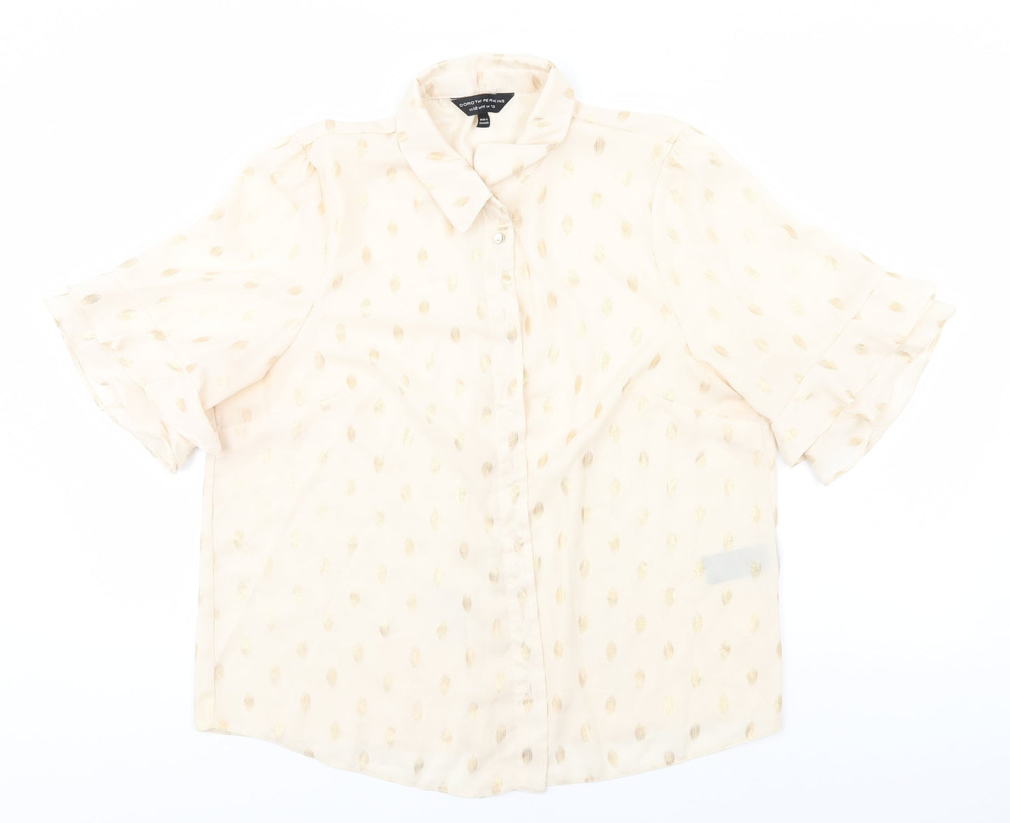 Dorothy Perkins Womens Ivory Geometric  Basic Button-Up Size 16