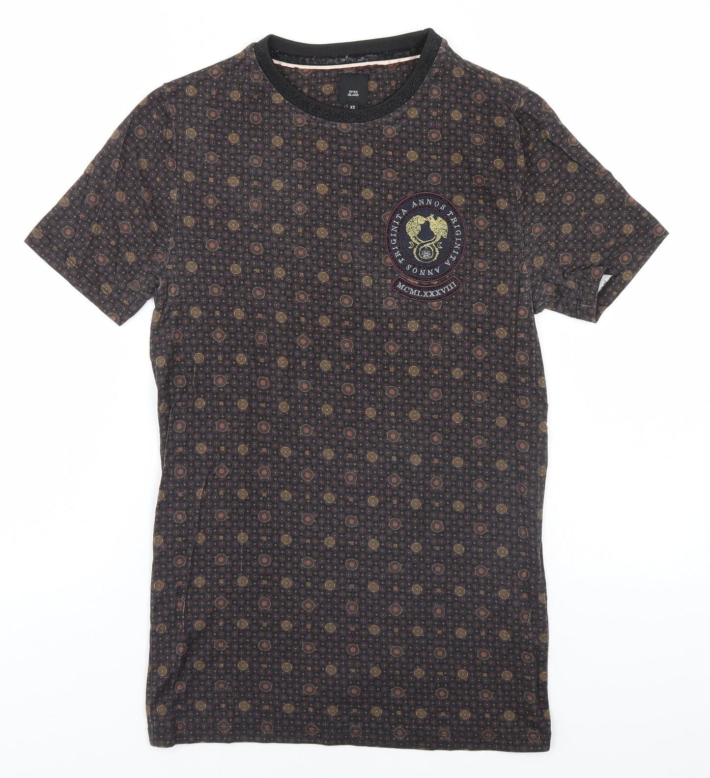 River Island Womens Brown Paisley  Basic T-Shirt Size XS