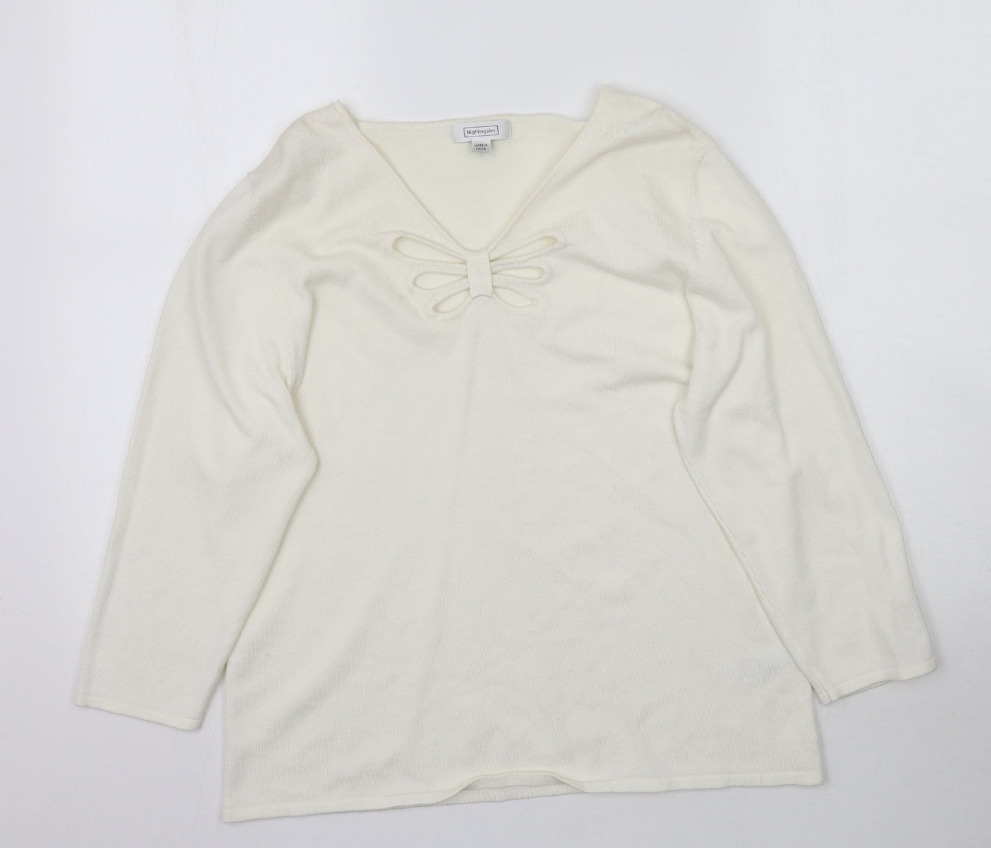 Nightingales Womens White  Knit Basic Blouse Size 14