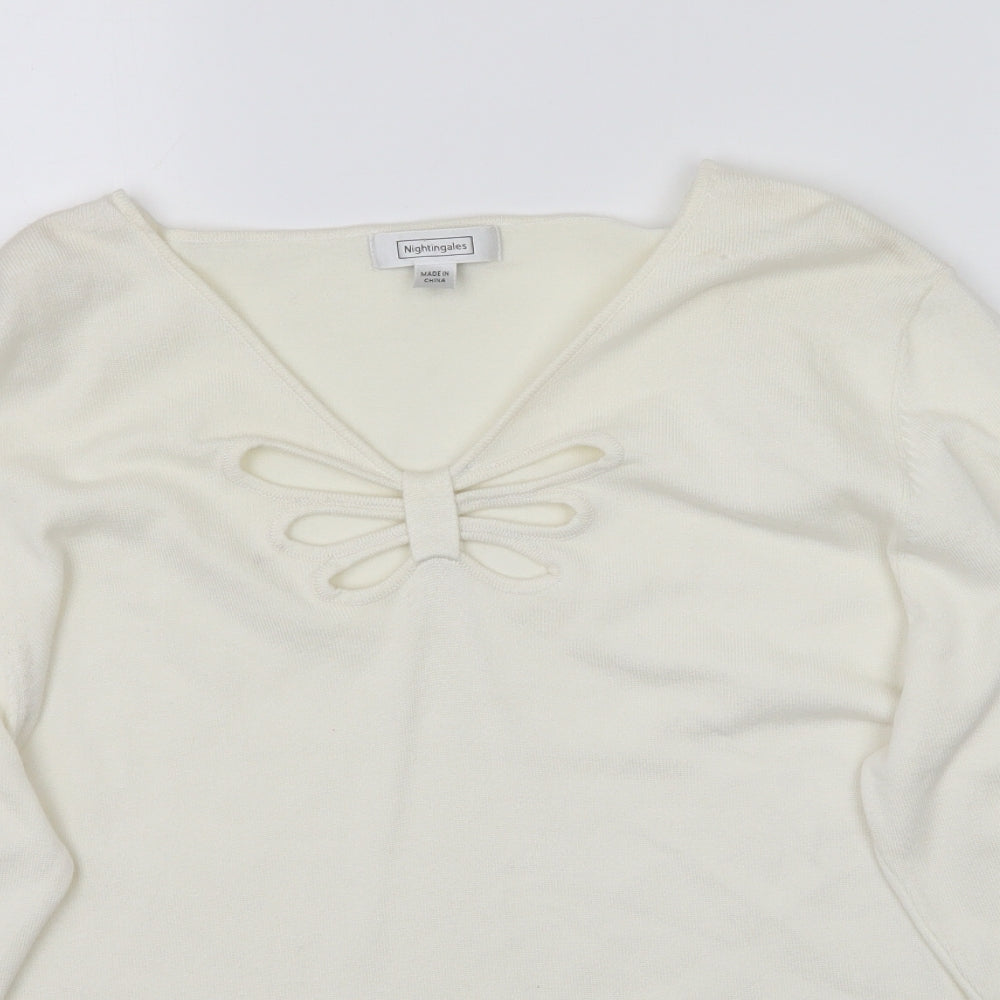 Nightingales Womens White  Knit Basic Blouse Size 14