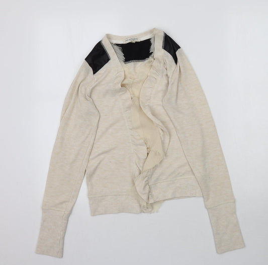 Poof Excellence Womens Beige  Knit Cardigan Jumper Size S