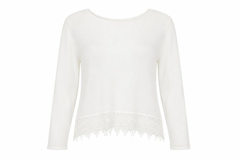 H&M Womens White  Knit Pullover Jumper Size L  - Thin material