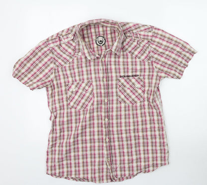 Preloved Duck and Cover Mens Multicoloured Plaid   Button-Up Size L - Front