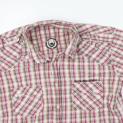 Preloved Duck and Cover Mens Multicoloured Plaid   Button-Up Size L - Detail