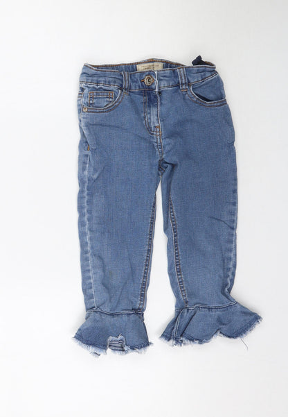 Preloved NEXT Girls Blue  Denim Flared Jeans Size 8 Years - Front