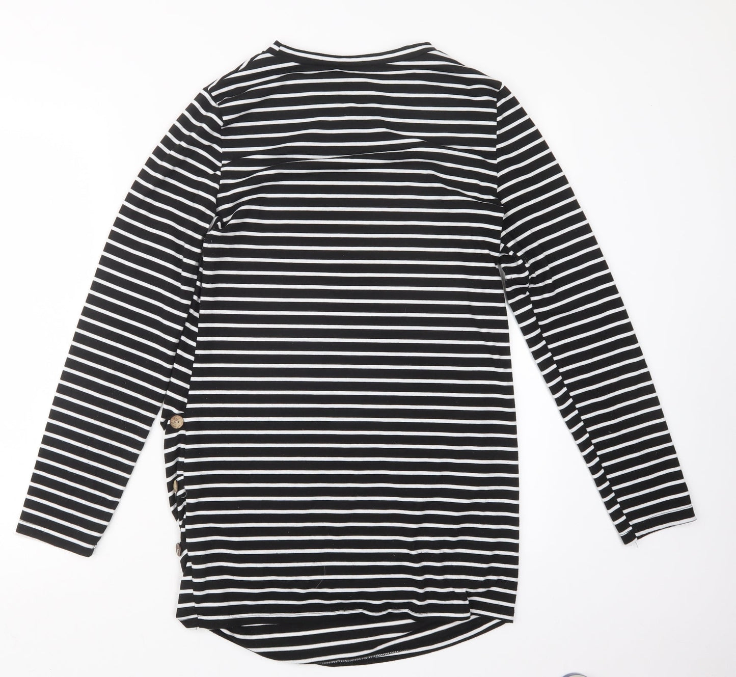Preworn Womens Black Striped  Basic T-Shirt Size M  - Long