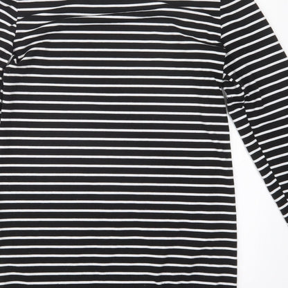 Preloved Preworn Womens Black Striped  Basic T-Shirt Size M  - Long - Label