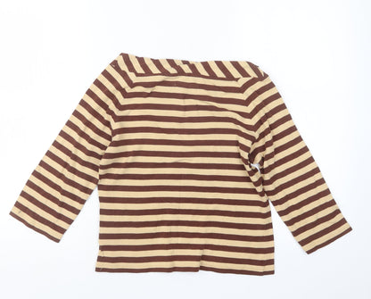 Preloved Emreco Womens Beige Striped  Basic T-Shirt Size 12 - Back