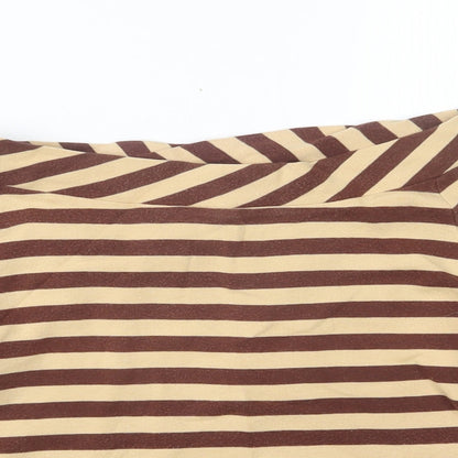Preloved Emreco Womens Beige Striped  Basic T-Shirt Size 12 - Detail