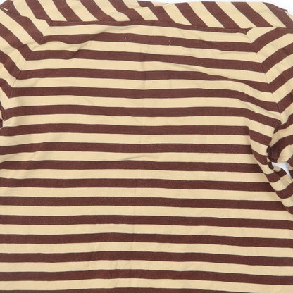Preloved Emreco Womens Beige Striped  Basic T-Shirt Size 12 - Label