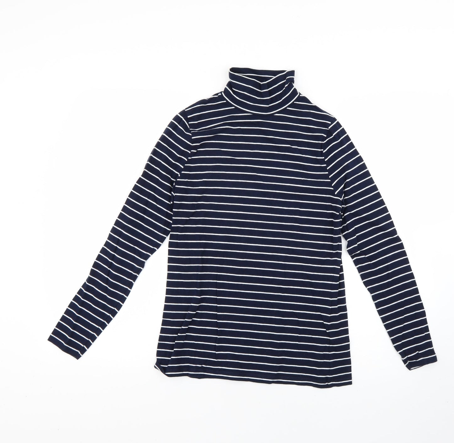 marks Womens Blue Striped  Basic T-Shirt Size 10