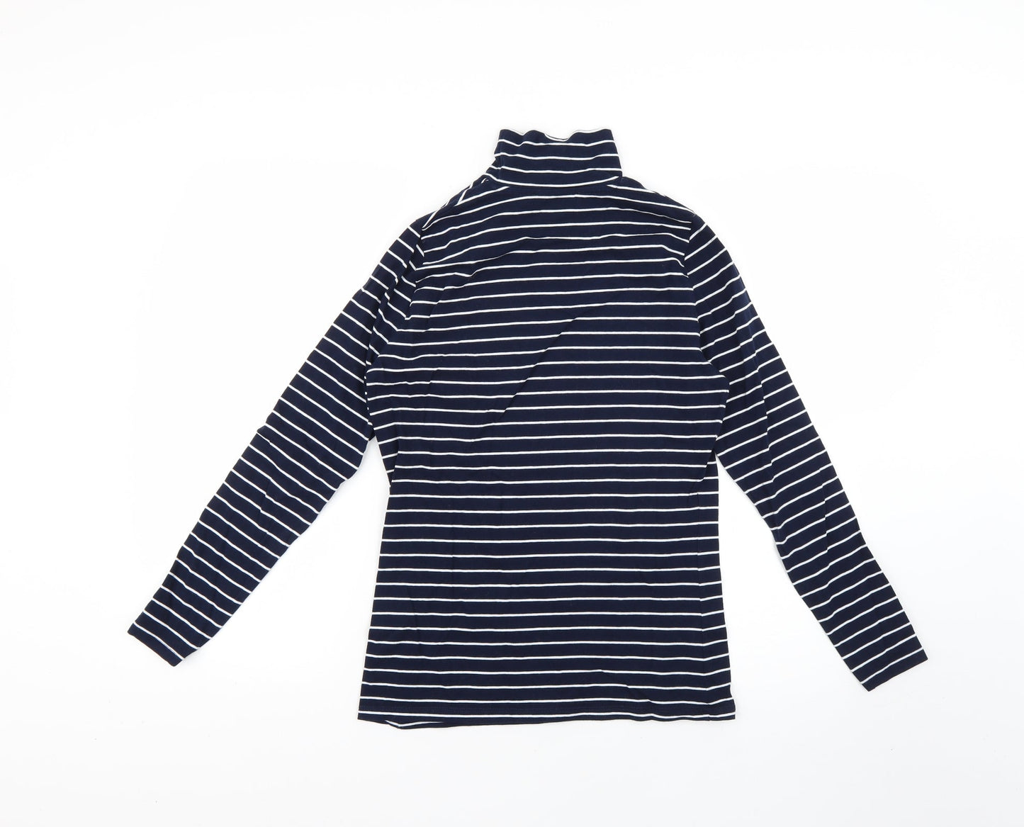 marks Womens Blue Striped  Basic T-Shirt Size 10