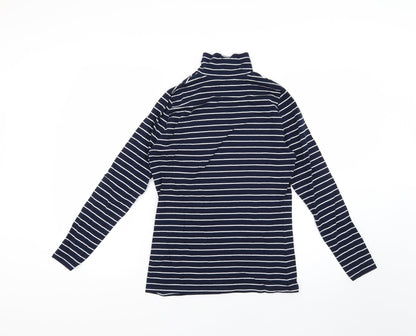 Preloved marks Womens Blue Striped  Basic T-Shirt Size 10 - Back