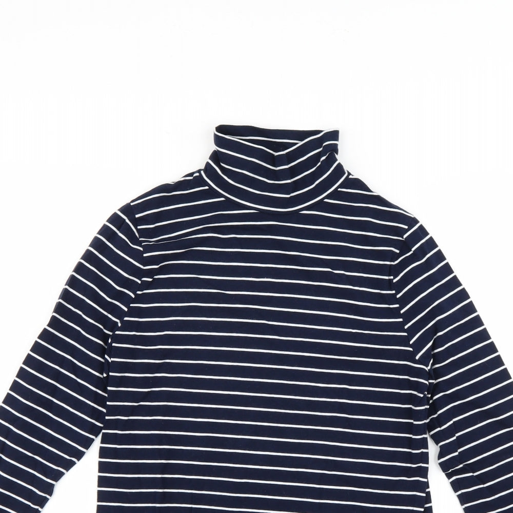 marks Womens Blue Striped  Basic T-Shirt Size 10