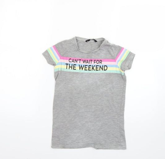 George Girls Grey   Basic T-Shirt Size 8-9 Years