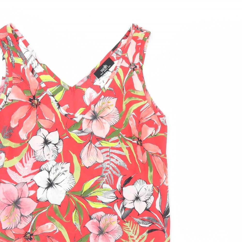 Wallis Womens Red Floral  Basic Tank Size 10