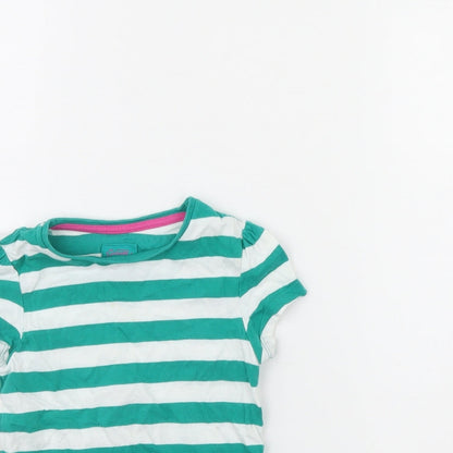 Tu Girls Green Striped  Basic T-Shirt Size 2 Years