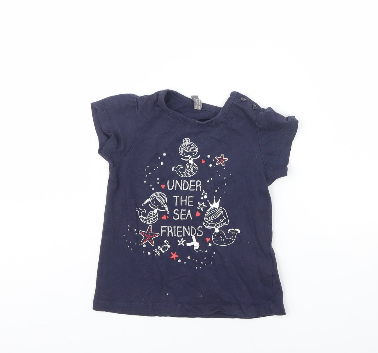 Losan Girls Blue   Basic T-Shirt Size 18-24 Months