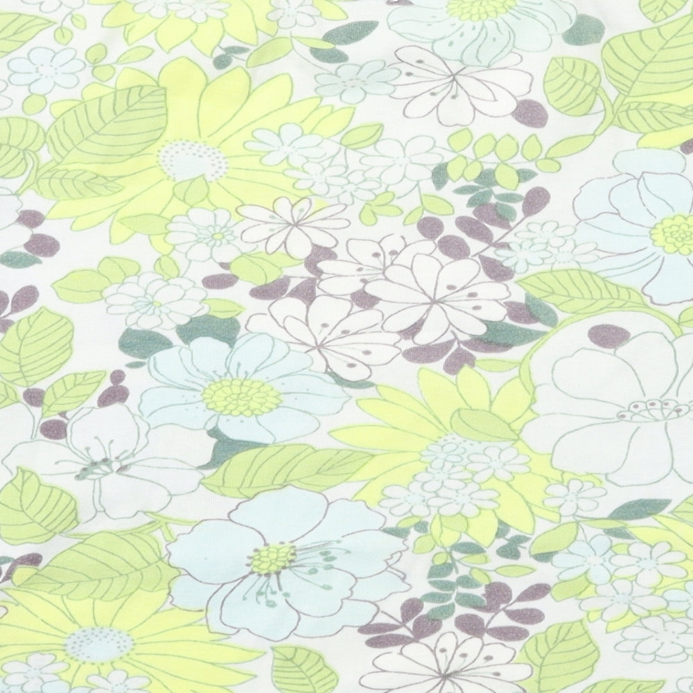 M&Co Womens Green Floral Jersey Basic T-Shirt Size S