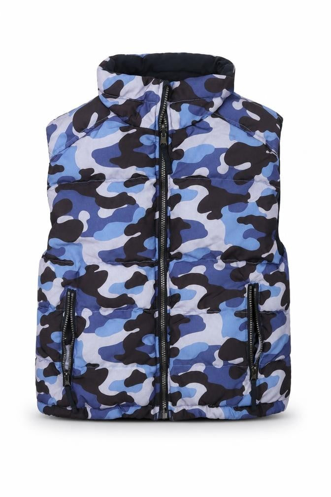WTX Boys Blue Camouflage  Gilet Jacket Size S