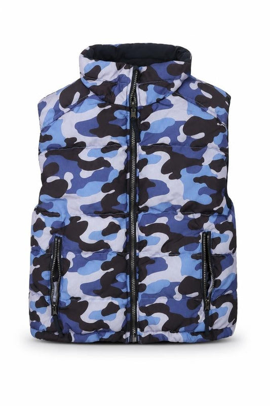 WTX Boys Blue Camouflage  Gilet Jacket Size S