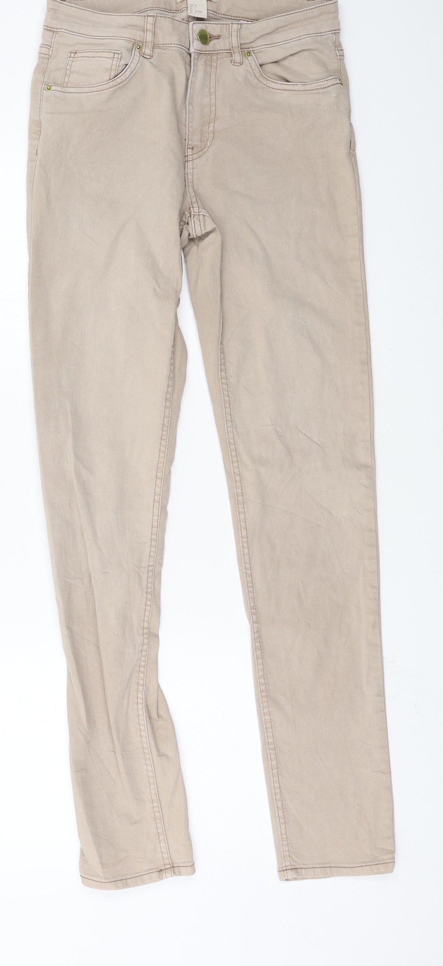 H&M Womens Brown  Denim Straight Jeans Size 8 L29 in