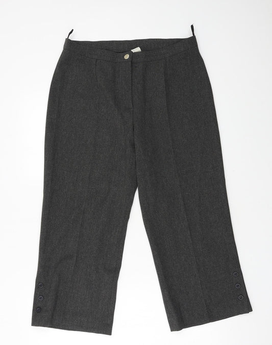 Zet Ka Moda Womens Grey   Cropped Trousers Size 14 L22 in
