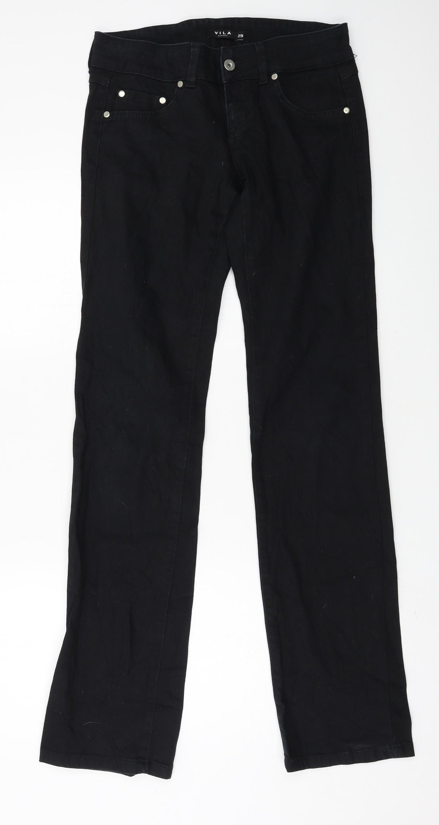 VILA Womens Black  Denim Straight Jeans Size 29 in L33 in