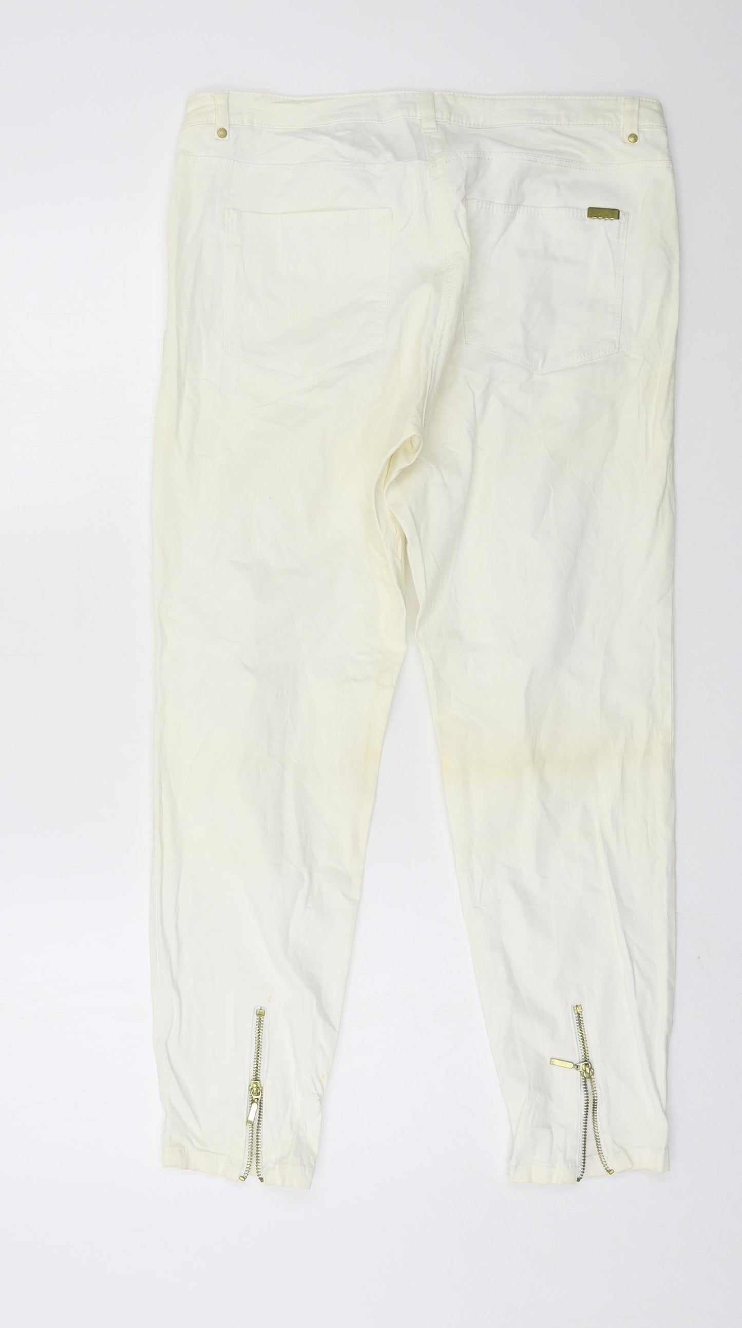 H&M Womens Ivory  Denim Skinny Jeans Size 14 L26 in