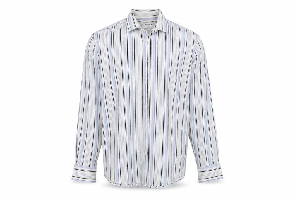 Burton Mens White Striped   Button-Up Size L