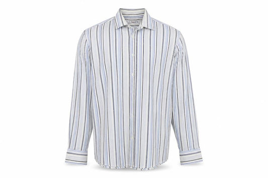 Burton Mens White Striped   Button-Up Size L