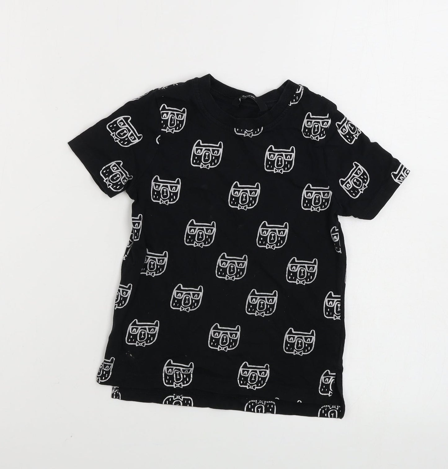 George Boys Black Animal Print  Basic T-Shirt Size 2-3 Years