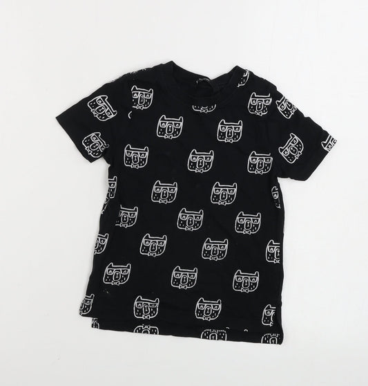 George Boys Black Animal Print  Basic T-Shirt Size 2-3 Years