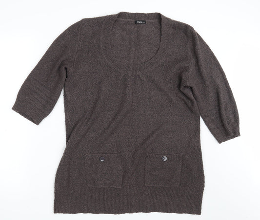 M & Co. Womens Brown  Knit Pullover Jumper Size 2XL