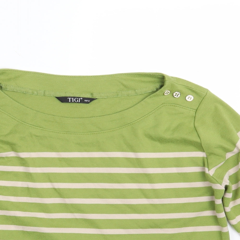 Tigi Womens Multicoloured Striped  Pullover Sweatshirt Size 10