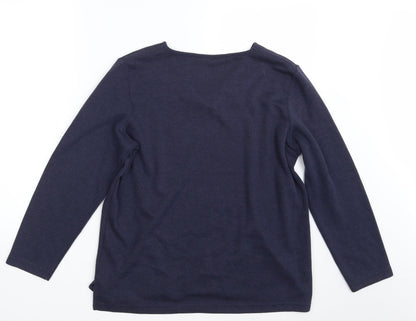 Bonmarché Womens Blue Floral Knit Pullover Sweatshirt Size M