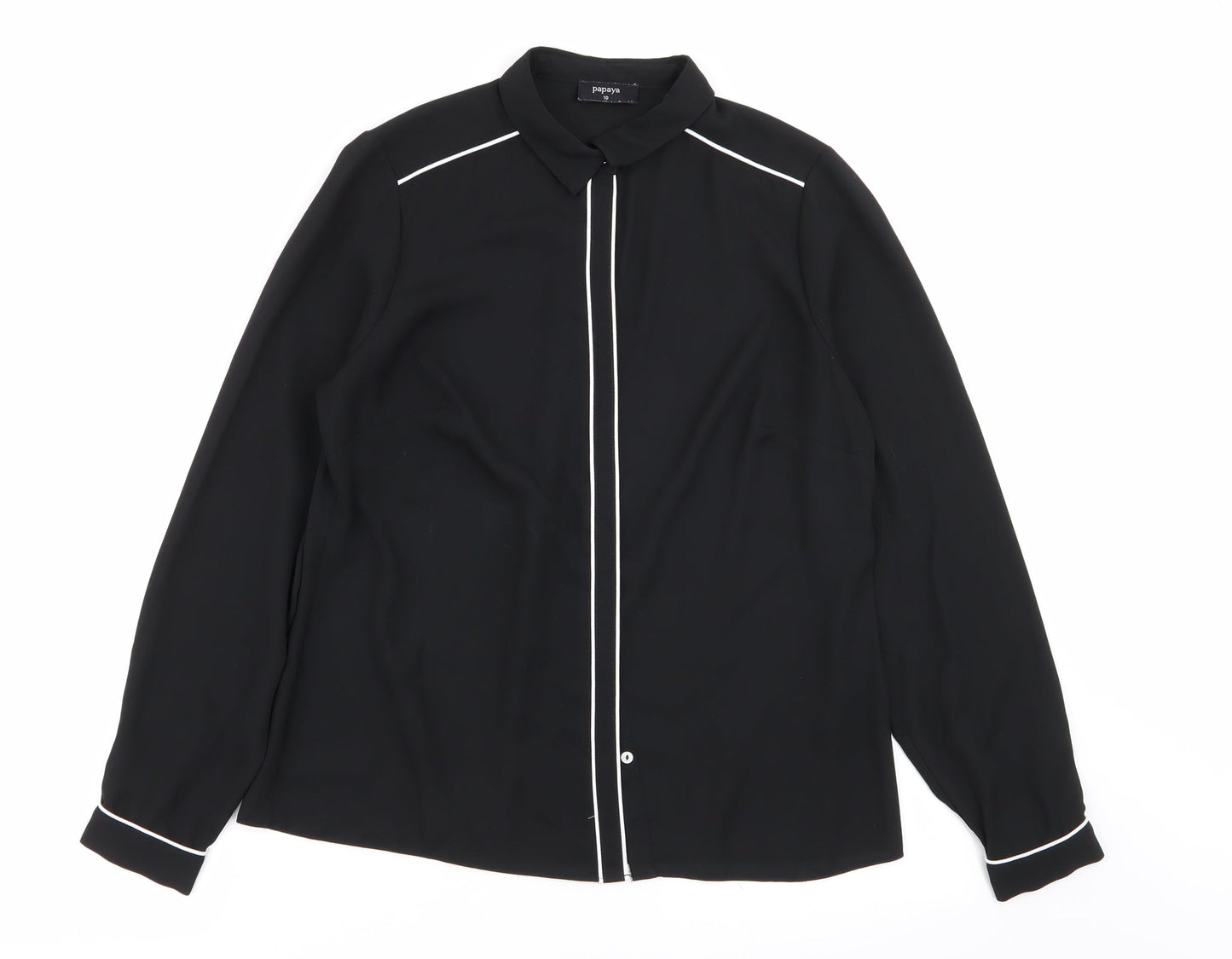 Papaya Womens Black   Basic Button-Up Size 10