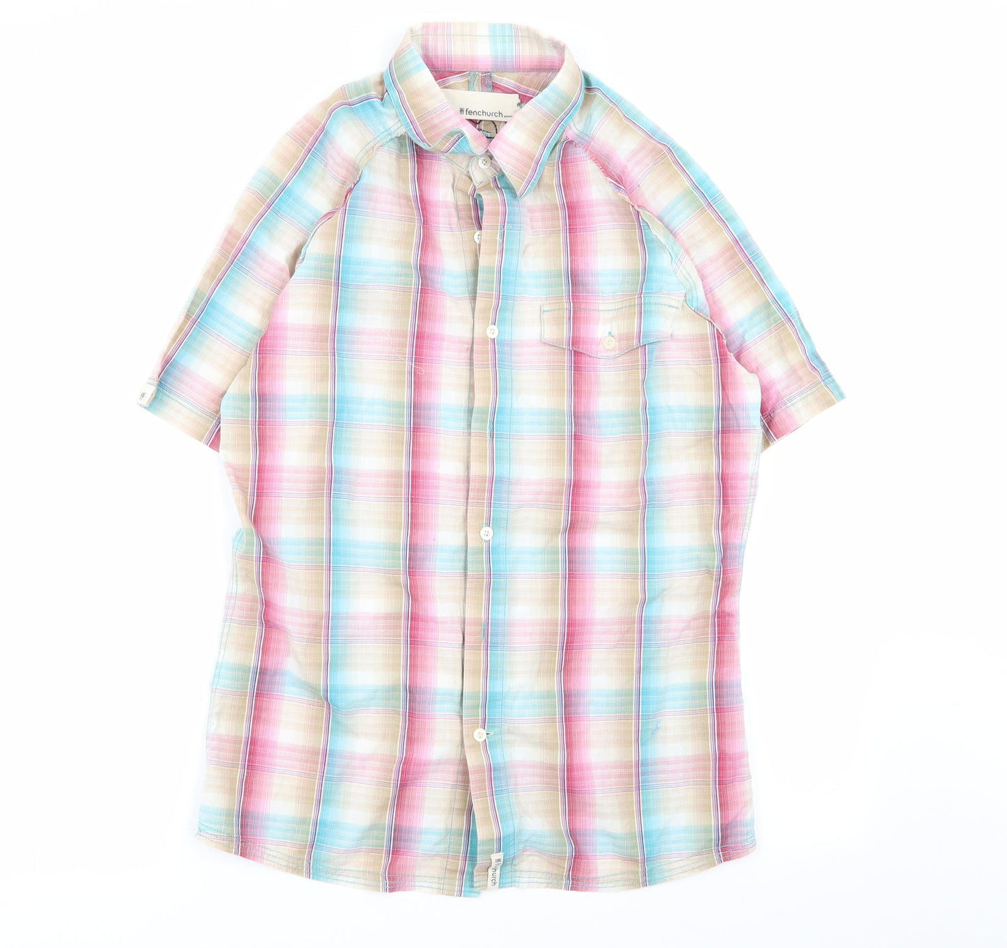 Frenchurch Mens Multicoloured Check   Button-Up Size S