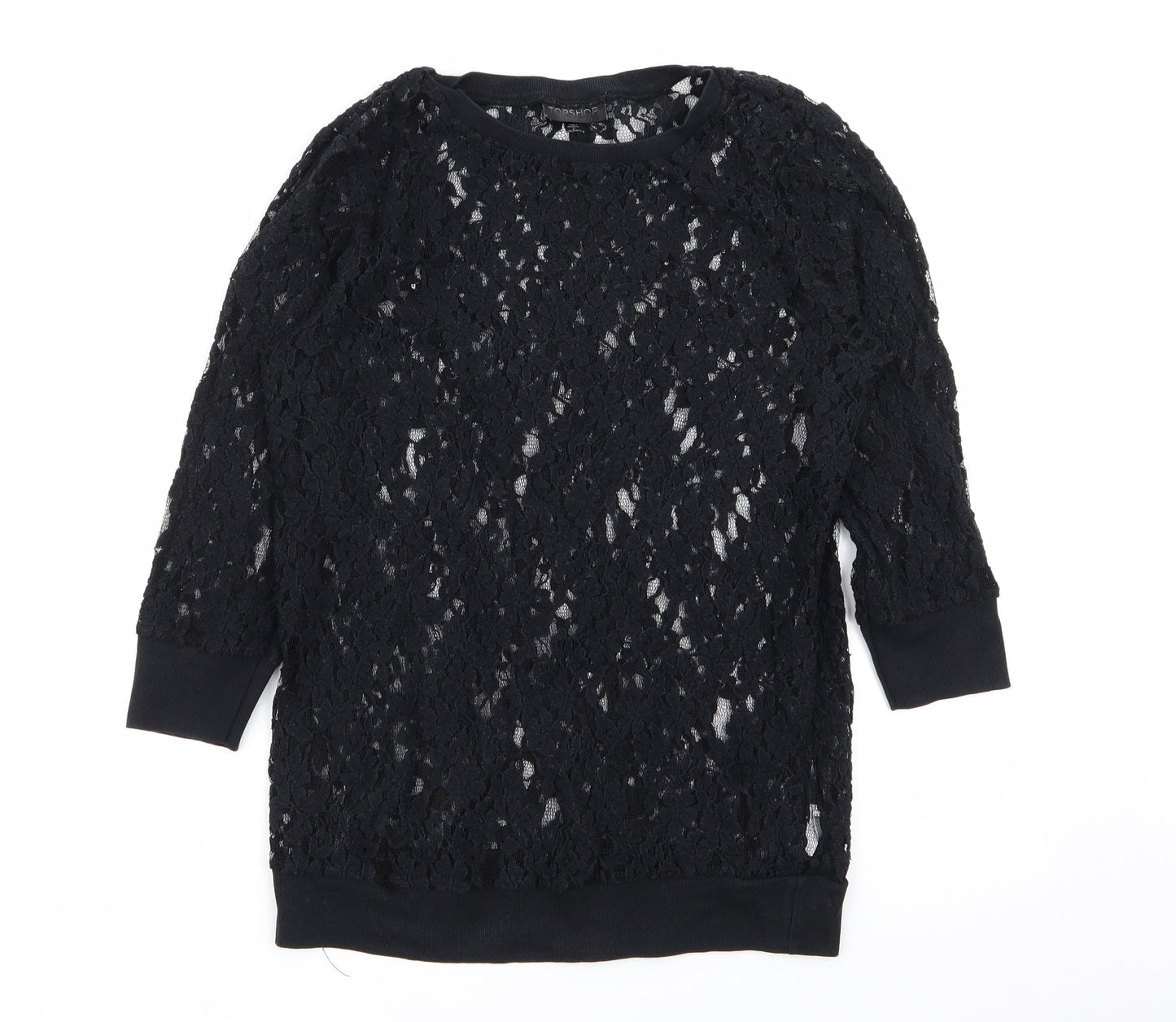 Topshop Womens Black Floral  Pullover Jumper Size 10