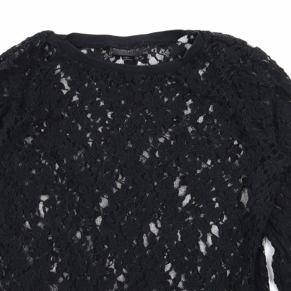 Topshop Womens Black Floral  Pullover Jumper Size 10
